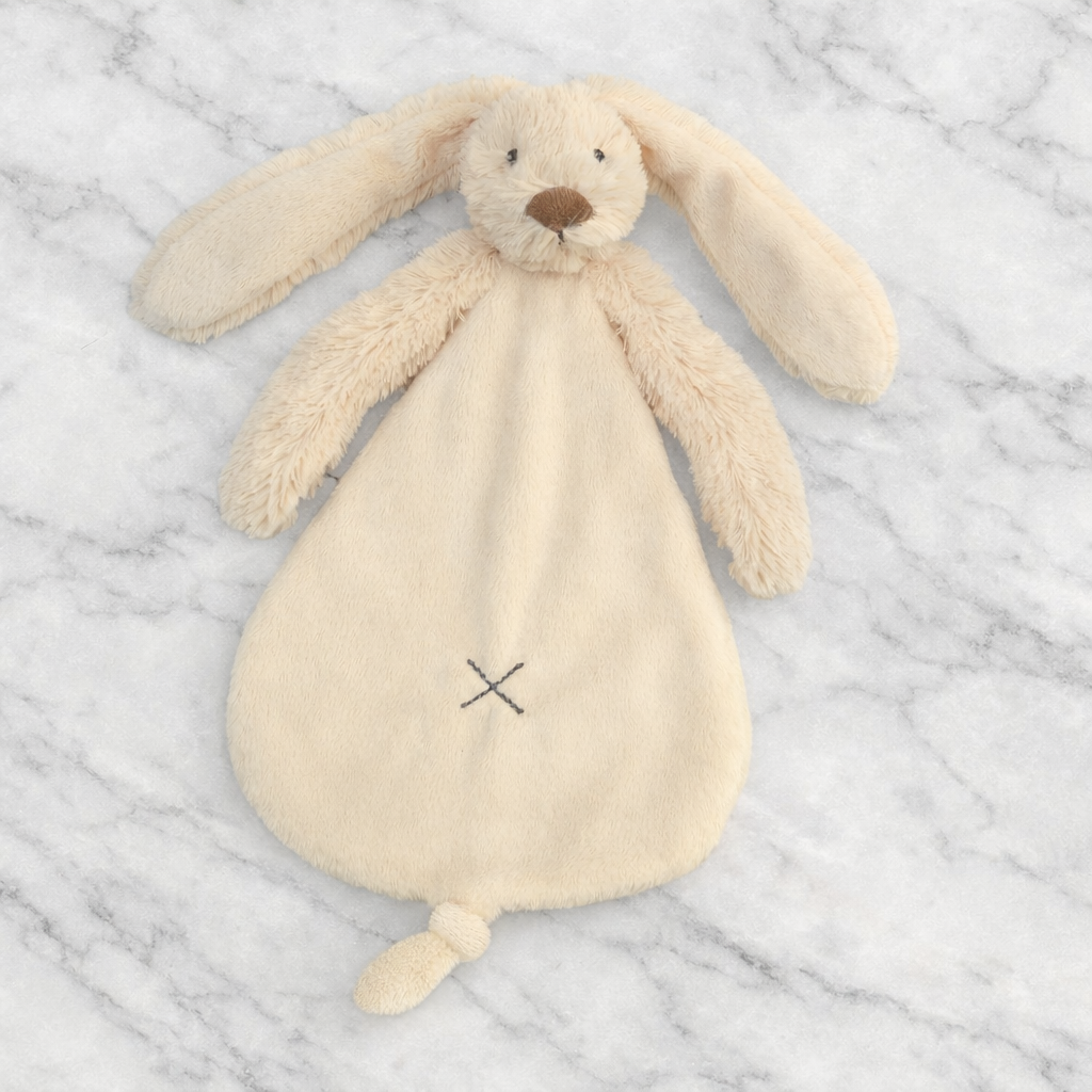 zachte beige knuffelkonijn knuffeldoekje Happy Horse als persoonlijk kraamcadeau voor baby