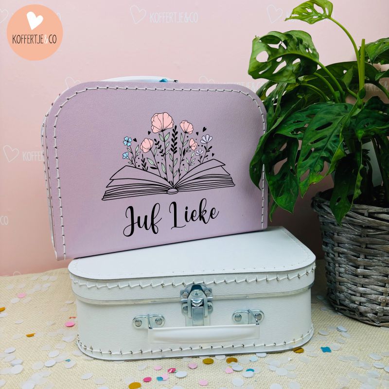 afscheidscadeau juf gepersonaliseerd koffertje juf met naam juf bedankt afscheid juf cadeau