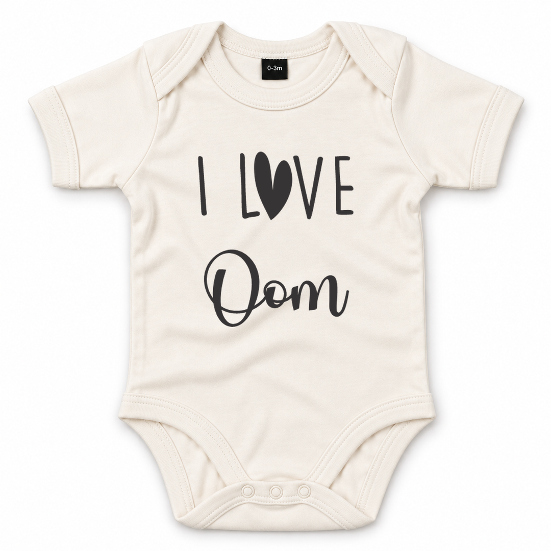 Naturel babyrompertje met tekst I Love Oom