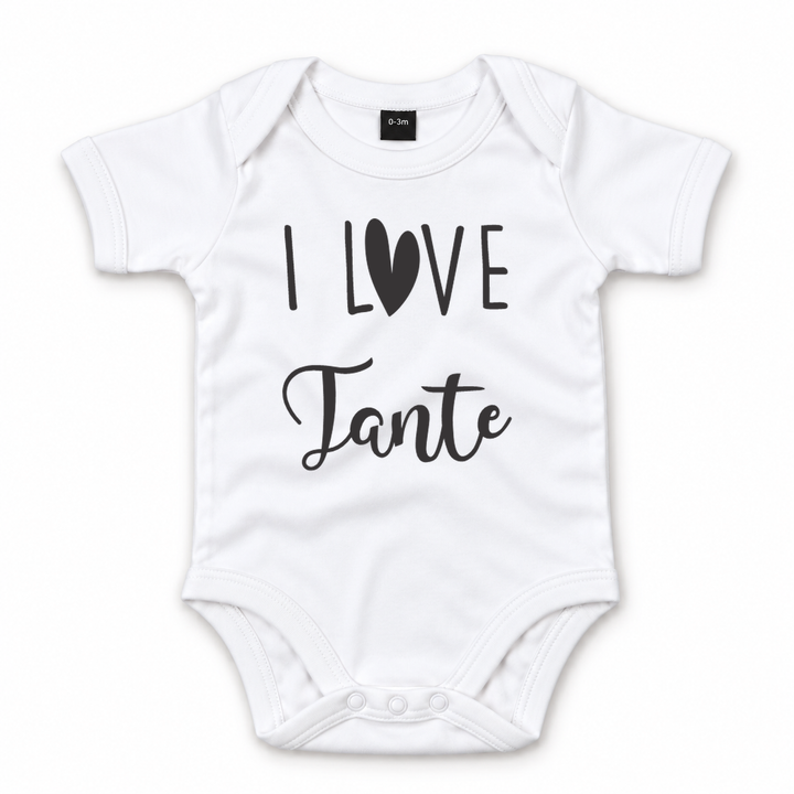 Wit babyrompertje met tekst I Love Tante.