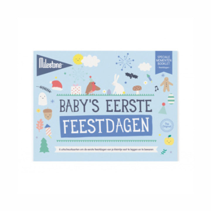 Cover van Milestone Special Moments Photo Booklet baby’s eerste feestdagen, mijlpaalkaarten boekje in het Nederlands