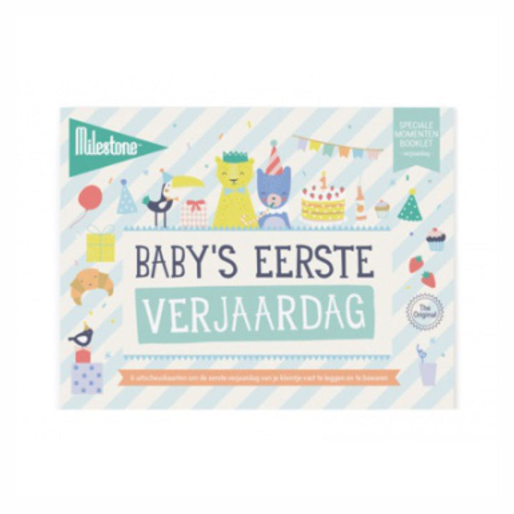 Voorkant Milestone Special Moments Photo Booklet baby’s eerste verjaardag, mijlpaalkaarten om momenten vast te leggen