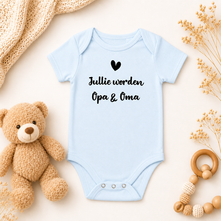 Babyblauw zwangerschapsaankondiging rompertje “Jullie worden opa & oma”, cadeau voor aanstaande grootouders
