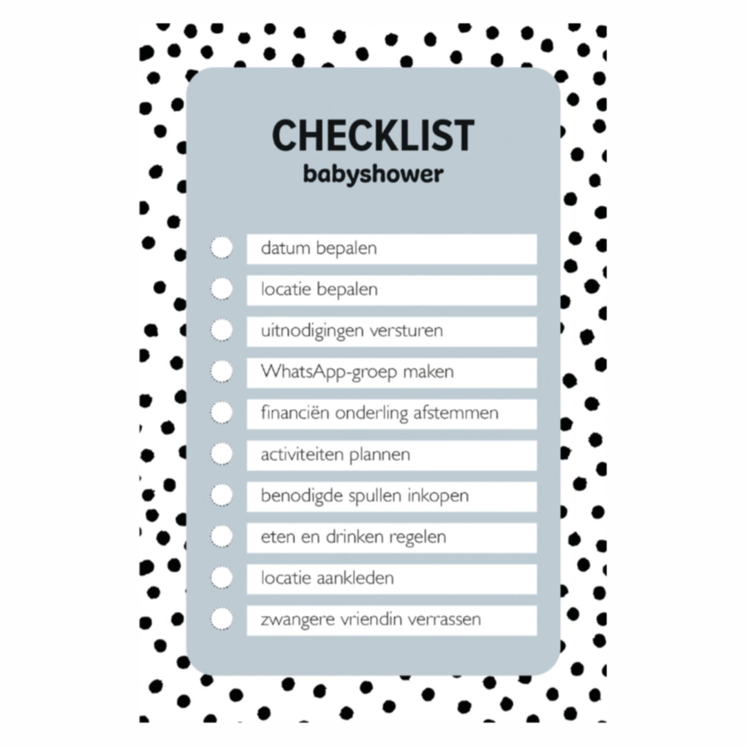 Tips babyshower checklist kaart voor babyshower organiseren uit boekbox
