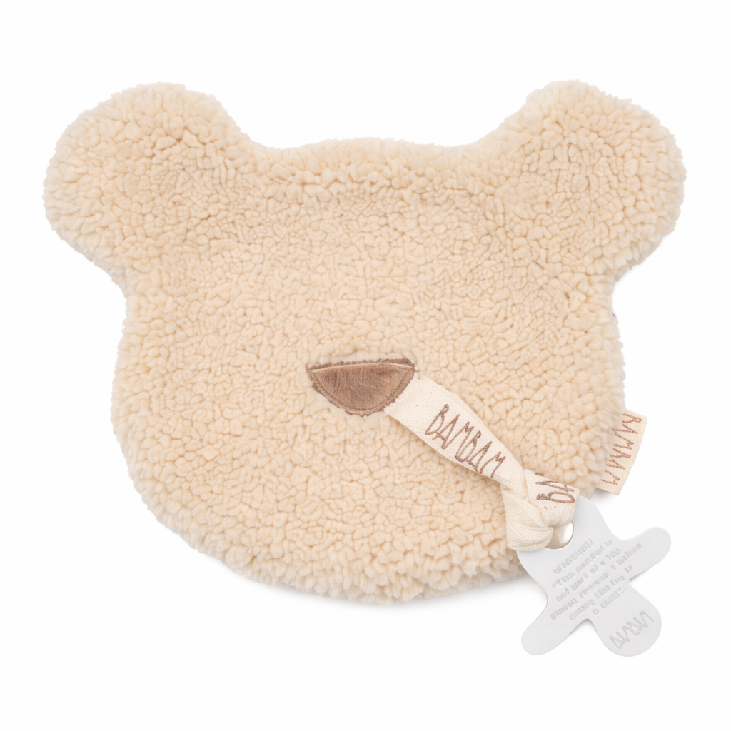 Zacht BamBam speendoekje in teddy beervorm van gerecycled materiaal, close-up productweergave
