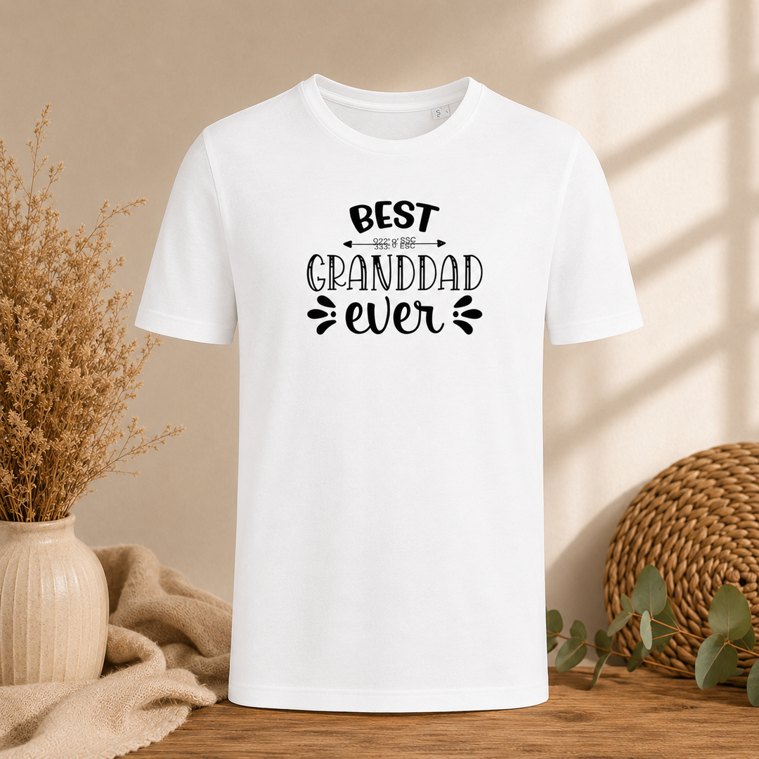 Wit Best Granddad Ever T-shirt als cadeau voor opa to be, leuk voor babyshower of zwangerschapsaankondiging