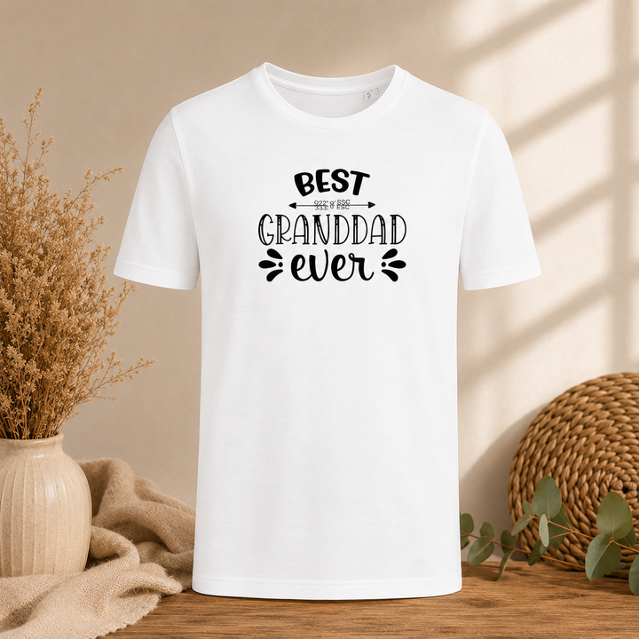 Wit Best Granddad Ever T-shirt als cadeau voor opa to be, leuk voor babyshower of zwangerschapsaankondiging