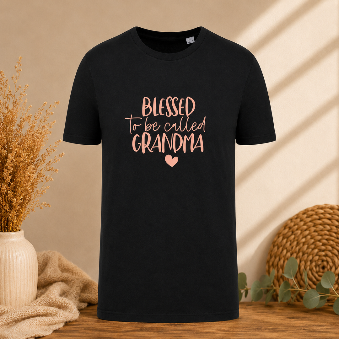 Zwart Blessed to be Called Grandma T-shirt, lief cadeau voor aanstaande oma en zwangerschapsaankondiging