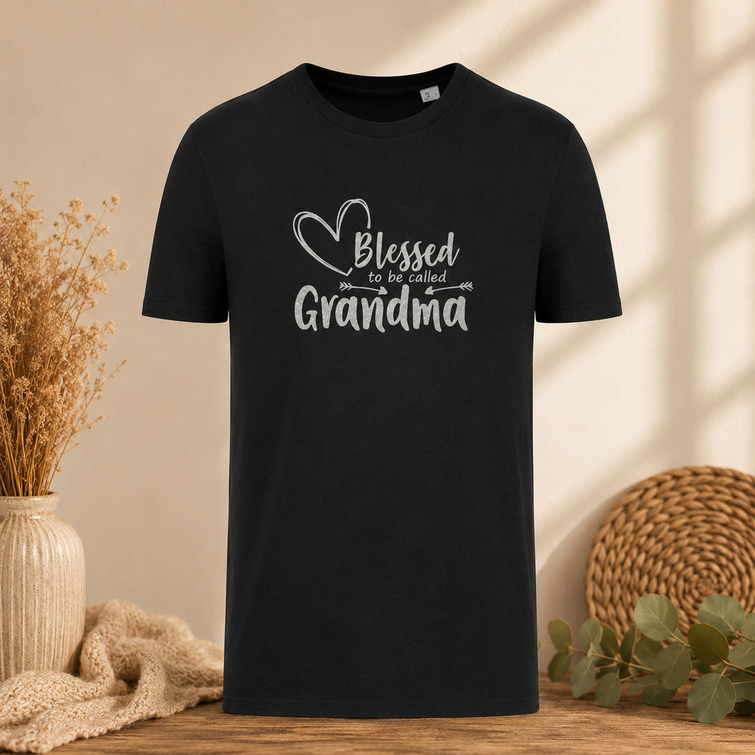 Zwart Blessed to be Called Grandma T-shirt, lief cadeau voor aanstaande oma en zwangerschapsaankondiging
