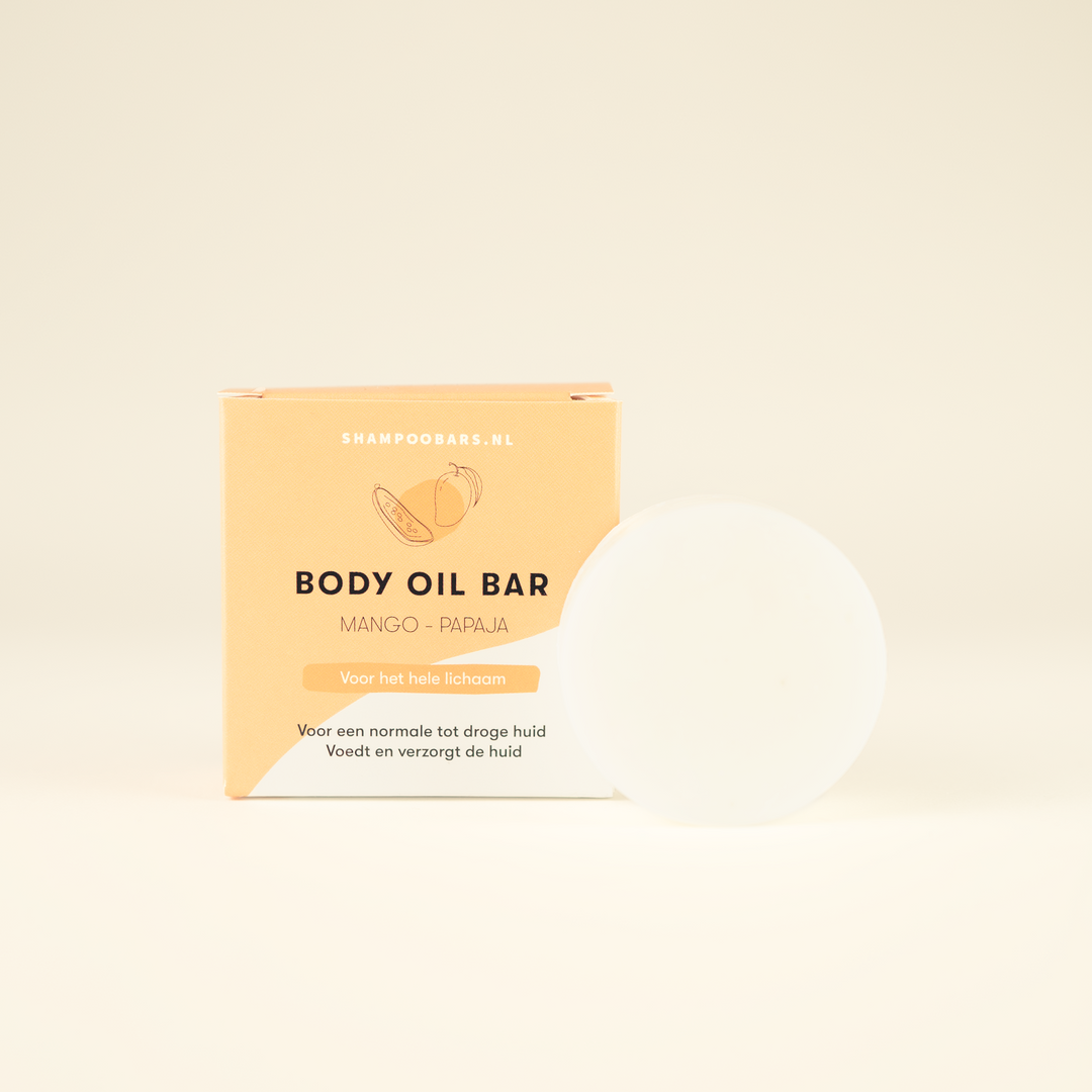 body oil bar mango papaja vegan duurzame verzorging plasticvrij duurzaam cadeau voor droge huid ShampooBars.nl