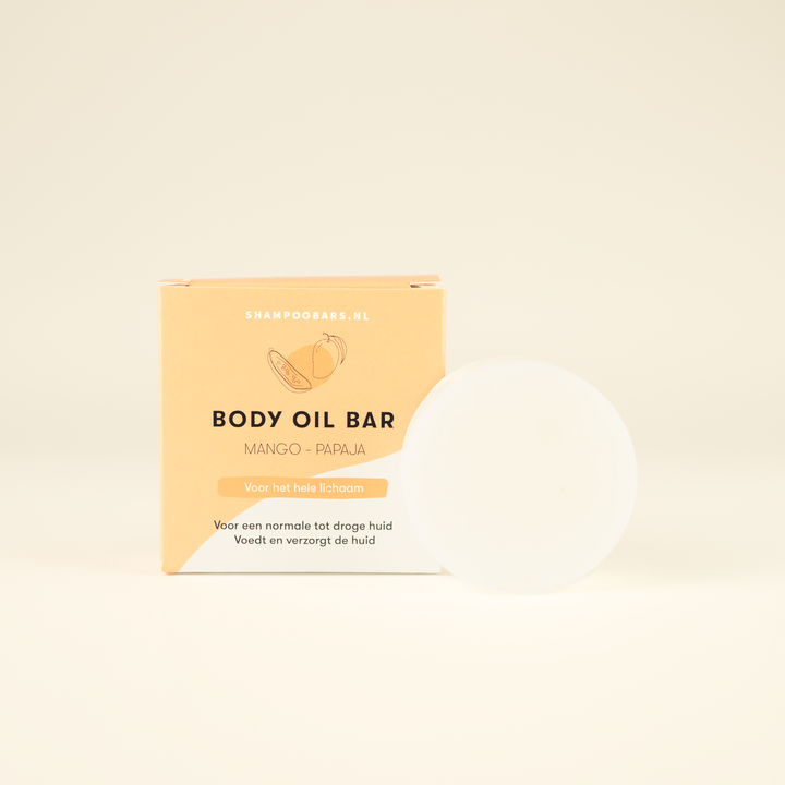 body oil bar mango papaja vegan duurzame verzorging plasticvrij duurzaam cadeau voor droge huid ShampooBars.nl