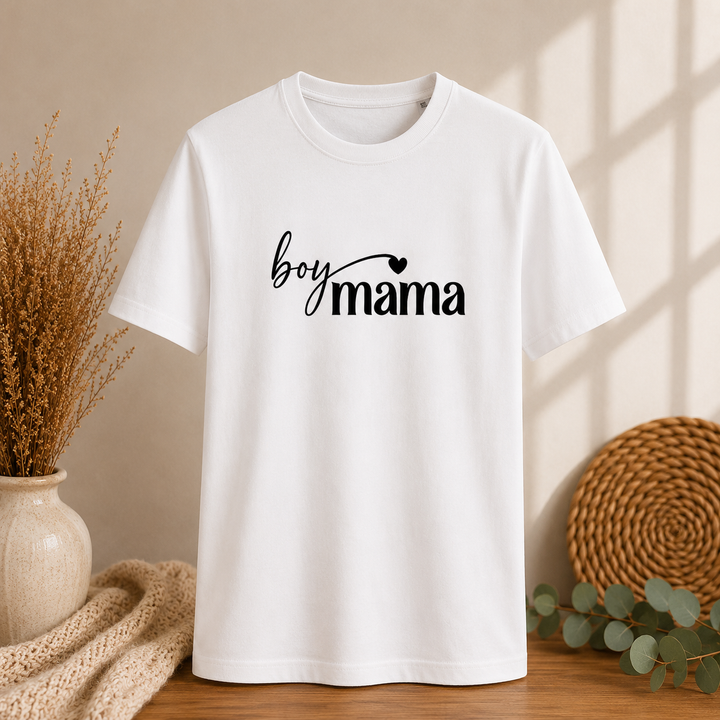 Wit Boy Mama T-shirt als origineel babyshower cadeau voor mama of zwangere vrouw die een jongen verwacht