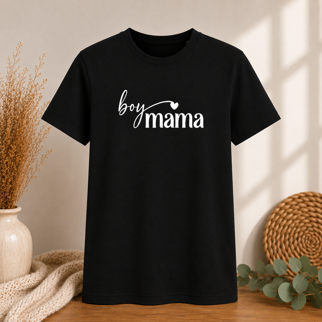 Zwart Boy Mama T-shirt, leuk cadeau voor mama van jongens en aanstaande moeder van een zoon