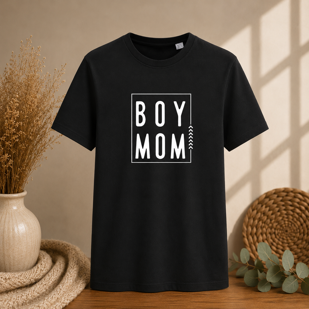 Zwart Boy Mom T-shirt, leuk cadeau voor mama van jongens en aanstaande moeder van een zoon