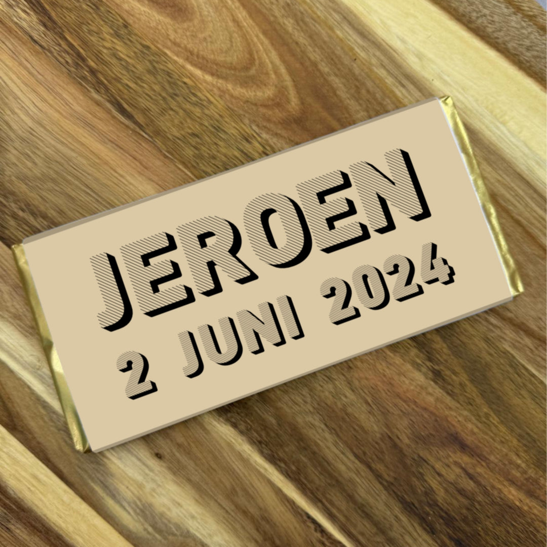Chocolade met naam en geboortedatum
