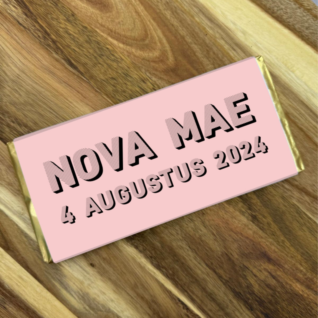 Chocolade met naam en geboortedatum