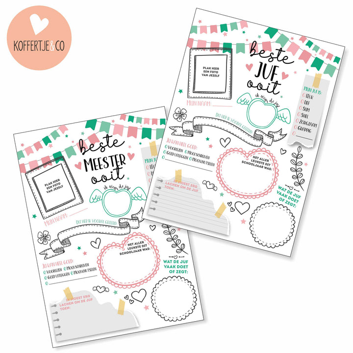 Invulblad juffendag - printable