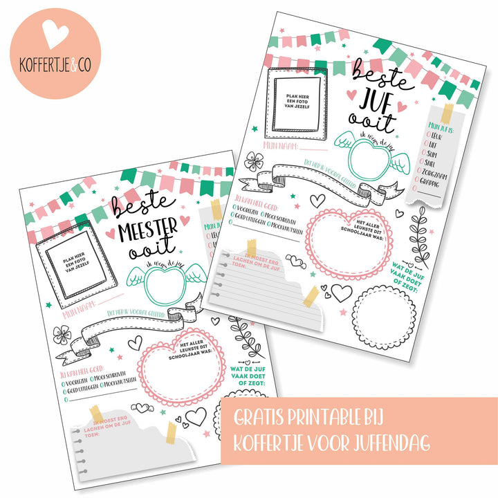 Invulblad juffendag - printable