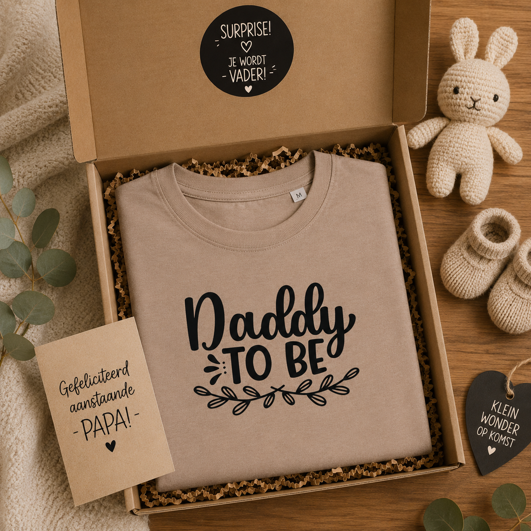 Daddy to Be T-shirt in cadeauverpakking, leuk cadeaumoment voor aanstaande vader of papa to be