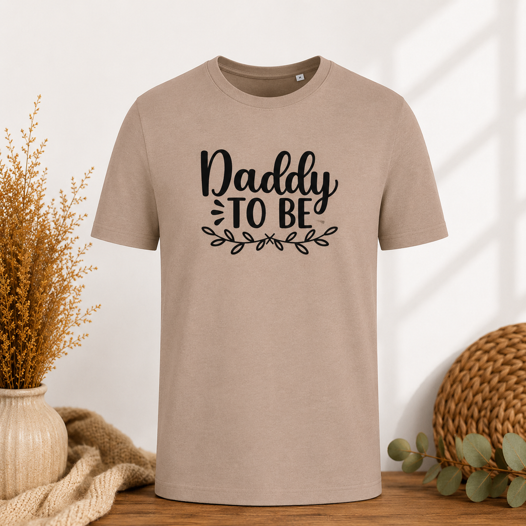 Taupe Daddy to Be T-shirt, comfortabel shirt voor papa to be en origineel zwangerschapscadeau