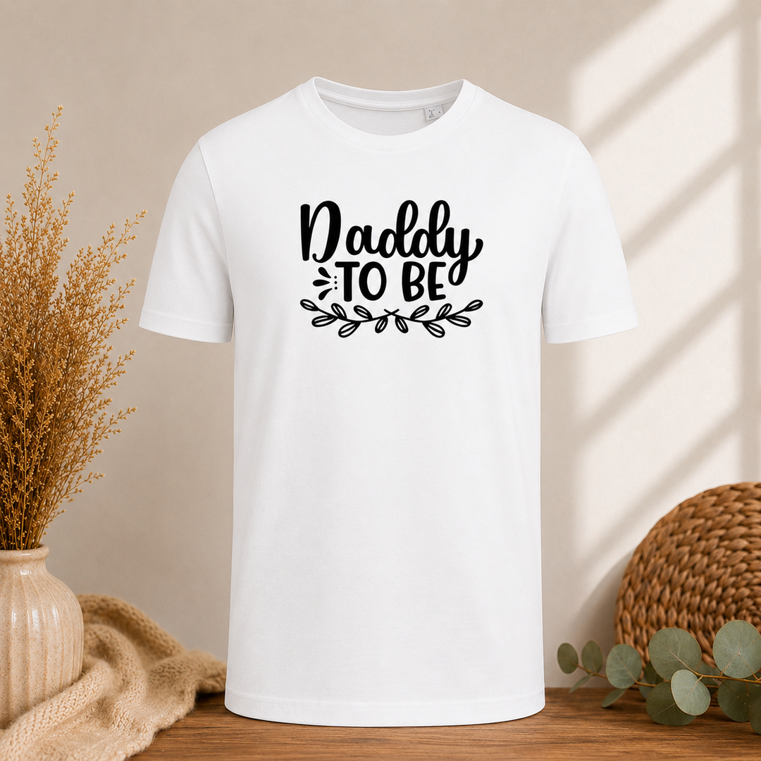 Wit Daddy to Be T-shirt als leuk cadeau voor toekomstige vader, babyshower of zwangerschapsaankondiging