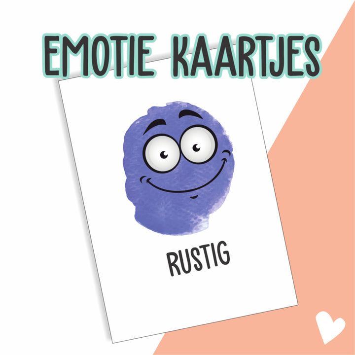 Emotiekaartje rustig voor kinderen, handig hulpmiddel bij emotieregulatie en gesprek over emoties in de klas of thuis