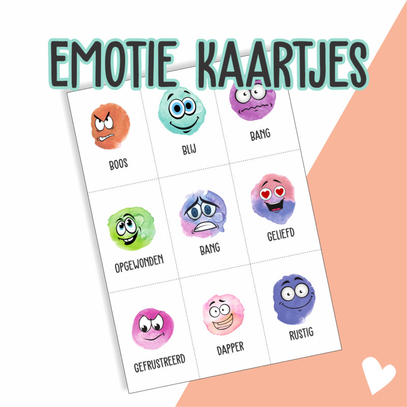 Set emotiekaartjes voor kinderen, geschikt voor onderwijs, kindercoaching en sociaal-emotionele ontwikkeling