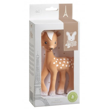 Verpakking van FanFan het hertje bijtspeeltje van 100% natuurlijk rubber voor baby’s