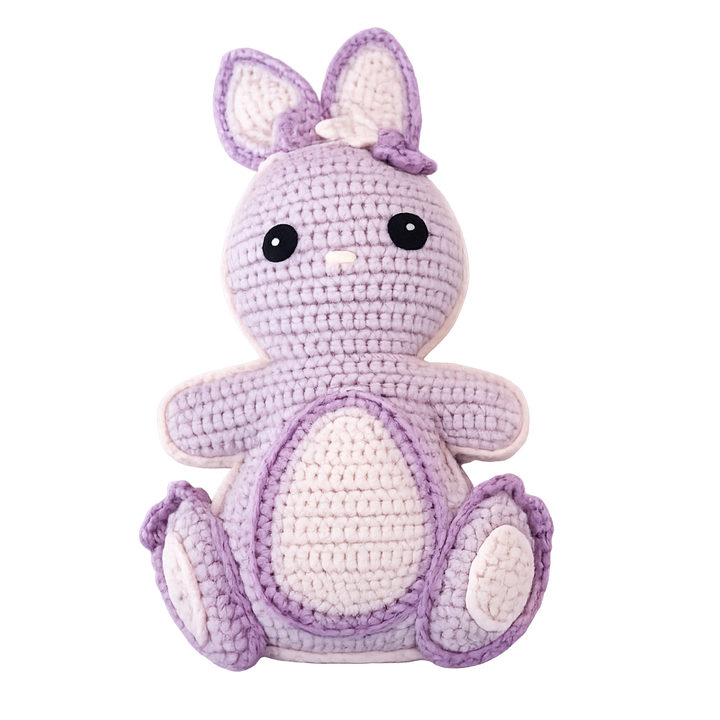 Handgemaakte gehaakte knuffel in paars, veilig voor baby’s