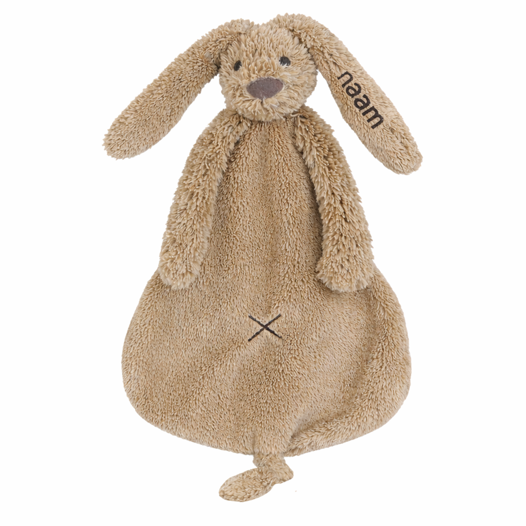 Rabbit Richie knuffeldoekje van Happy Horse in claykleur, gepersonaliseerd met naam op het oor – uniek babycadeau voor brievenbusverzending