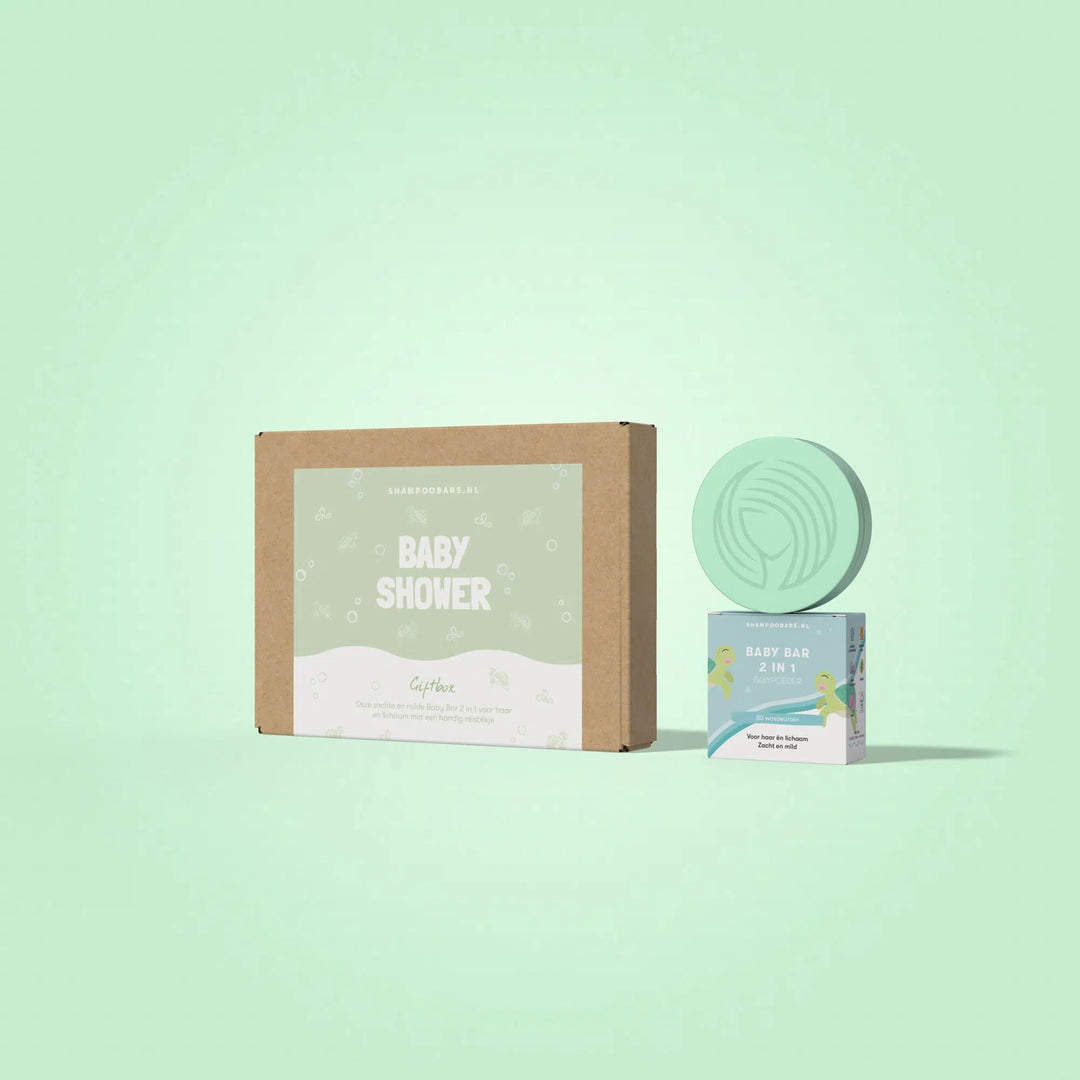 baby bar 2 in 1 giftbox baby shower duurzaam cadeau kraamcadeau vegan zeepje met reisblikje shampoo bars