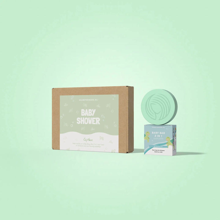 baby bar 2 in 1 giftbox baby shower duurzaam cadeau kraamcadeau vegan zeepje met reisblikje shampoo bars