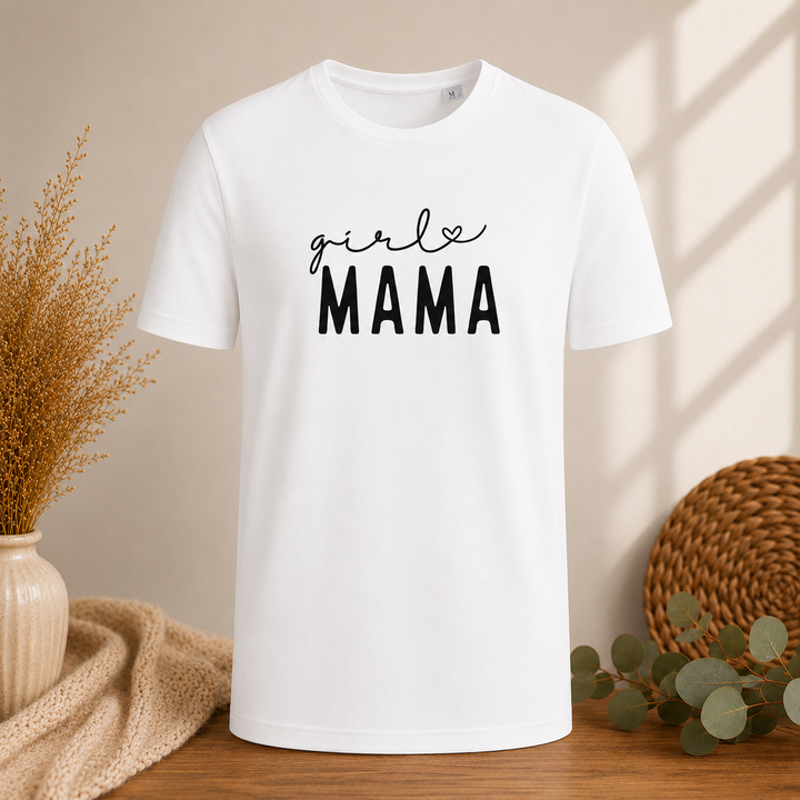 Wit Girl Mama T-shirt als origineel babyshower cadeau voor mama of zwangere vrouw die een meisje verwacht