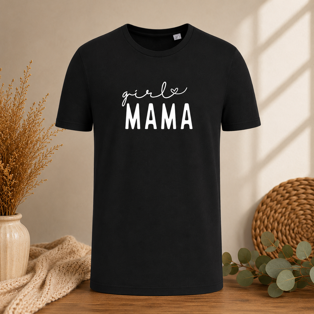 Zwart Girl Mama T-shirt, leuk cadeau voor mama van meisjes en aanstaande moeder van een dochter
