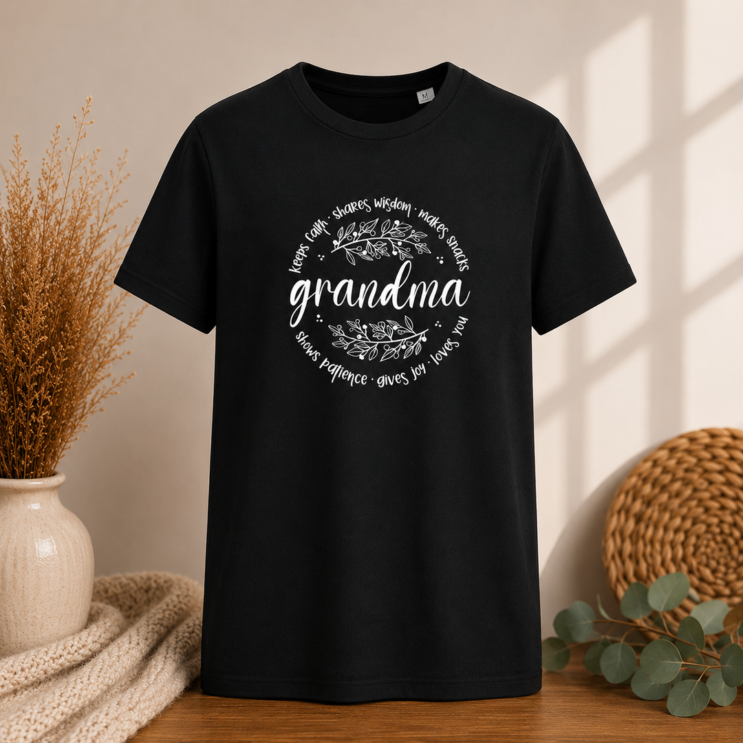Zwart Grandma T-shirt met liefdevolle tekst, origineel cadeau voor oma of aanstaande oma