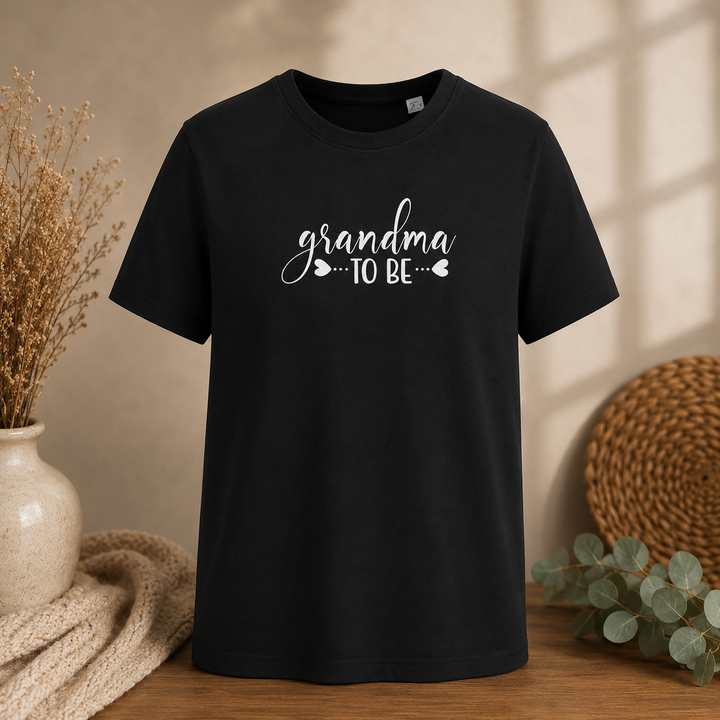 Zwart Grandma to Be T-shirt, origineel cadeau voor aanstaande oma en zwangerschapsaankondiging