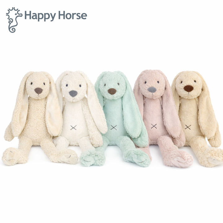 overzicht van Happy Horse Rabbit Richie knuffels in meerdere kleuren, zachte babyknuffels