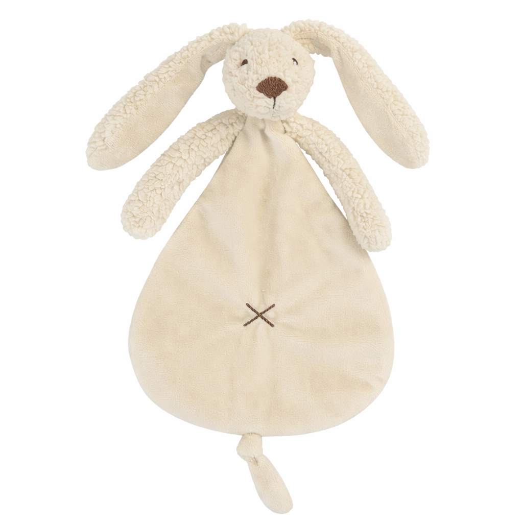 Beige knuffeldoekje Rabbit Richie van Happy Horse – zacht babydoekje met speenhouder, ideaal als kraamcadeau per post