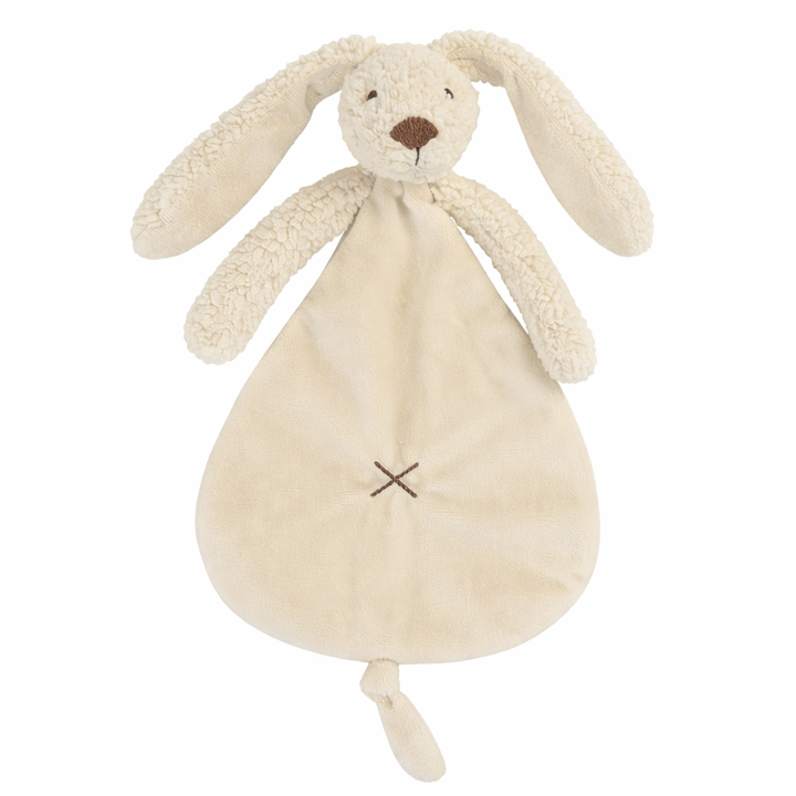 Beige knuffeldoekje Rabbit Richie van Happy Horse – zacht babydoekje met speenhouder, ideaal als kraamcadeau per post