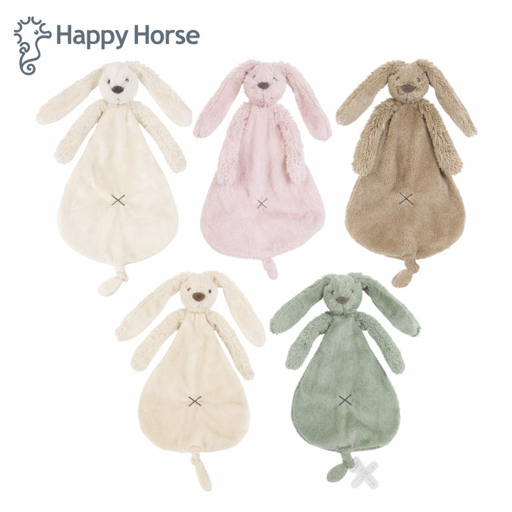Zachte knuffeldoekjes Happy Horse Rabbit Richie in 5 kleuren, geschikt als brievenbus kraamcadeau met speenhouder