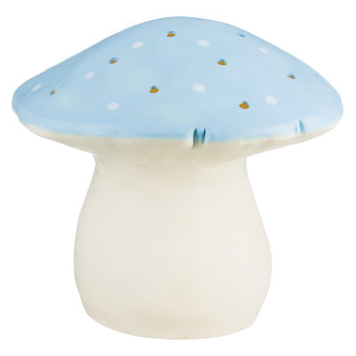 Heico paddenstoel lamp groot in babyblauw met witte stippen, LED nachtlampje voor babykamer