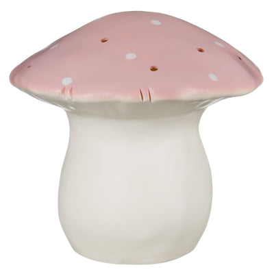 Heico paddenstoel lamp groot in babyroze met witte stippen, decoratief nachtlampje voor kinderkamer