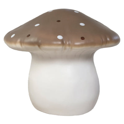 Heico paddenstoel lamp groot in bruin met witte stippen, sfeervol nachtlampje voor baby- en kinderkamer