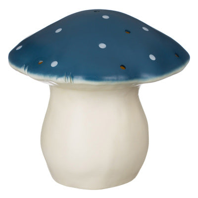 Heico paddenstoel lamp groot in donkerblauw met witte stippen, sfeervol bedlampje voor kinderkamer