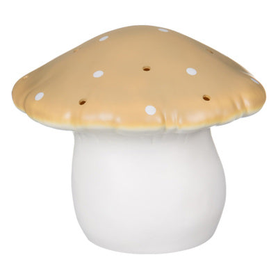 Heico paddenstoel lamp groot in mokka met witte stippen, warm LED lampje voor baby- en kinderkamer