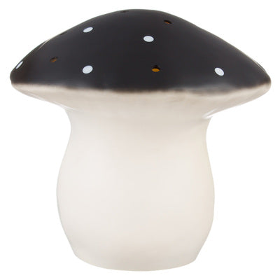 Heico paddenstoel lamp groot in zwart met witte stippen, stijlvol nachtlampje voor kinderkamer