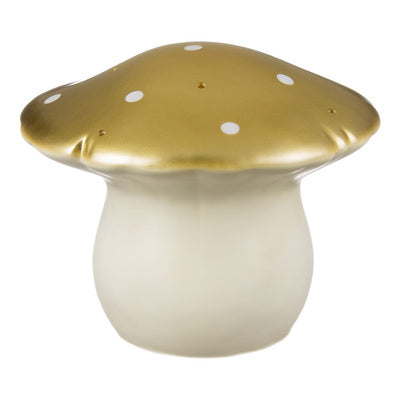 Heico paddenstoel lamp met punthoed in goud, sfeervol LED nachtlampje voor babykamer en kinderkamer