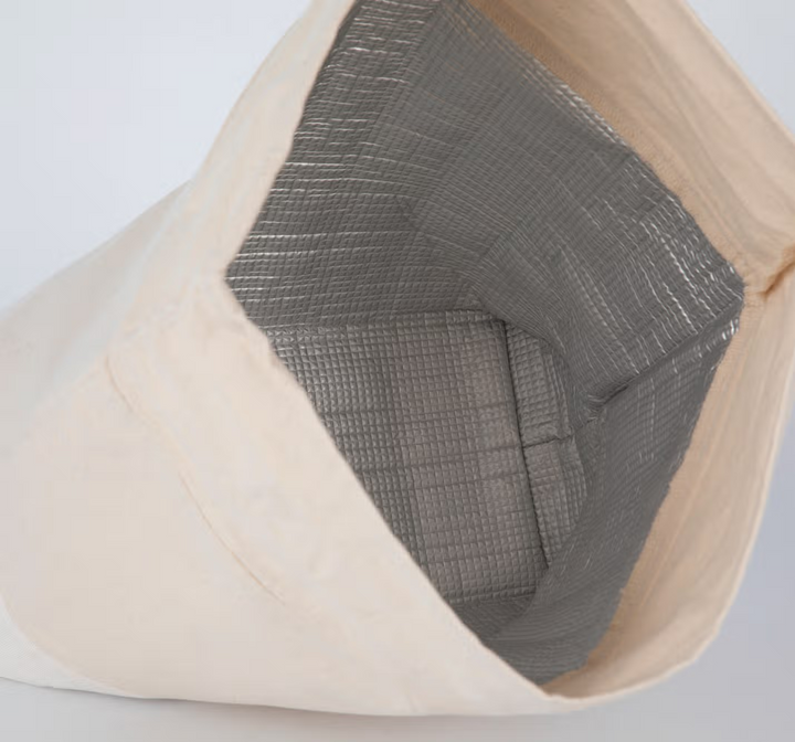 Binnenkant van koeltas met isolerende waterdichte PEVA voering, set gepersonaliseerde koeltassen van gerecycled katoen