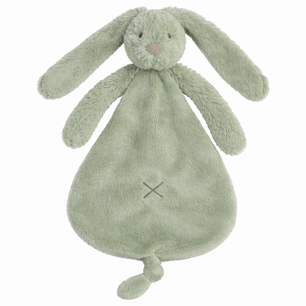 Groen Rabbit Richie knuffeldoekje van Happy Horse – zacht, plat babydoekje met speenhouder en brievenbusformaat