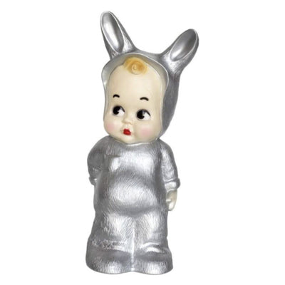 Zilverkleurige Lapin & Me lamp met zacht licht, retro nachtlampje voor babykamer en kinderkamer